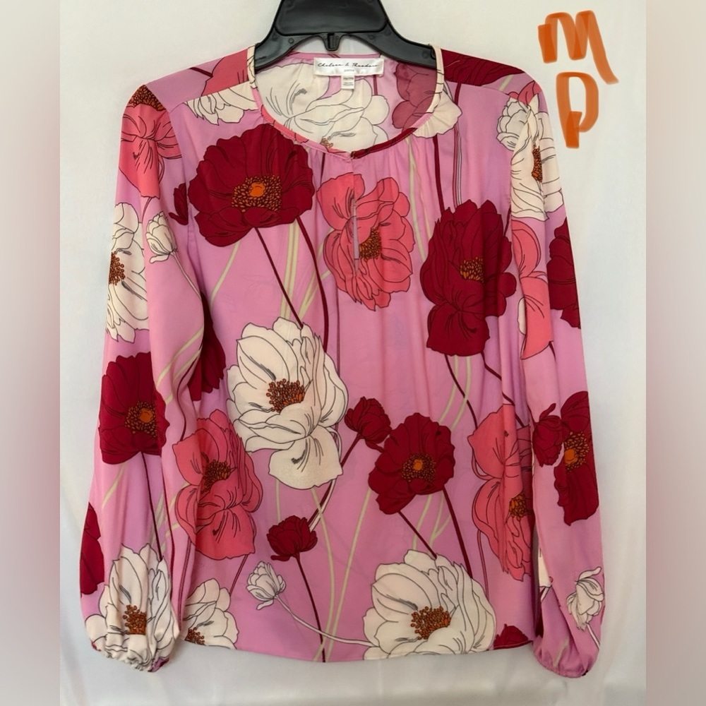Chelsea & Theodore Pink and Red Floral Blouse